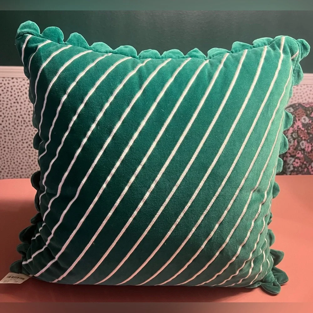 Anthropologie Cotton Velvet Striped Pillow